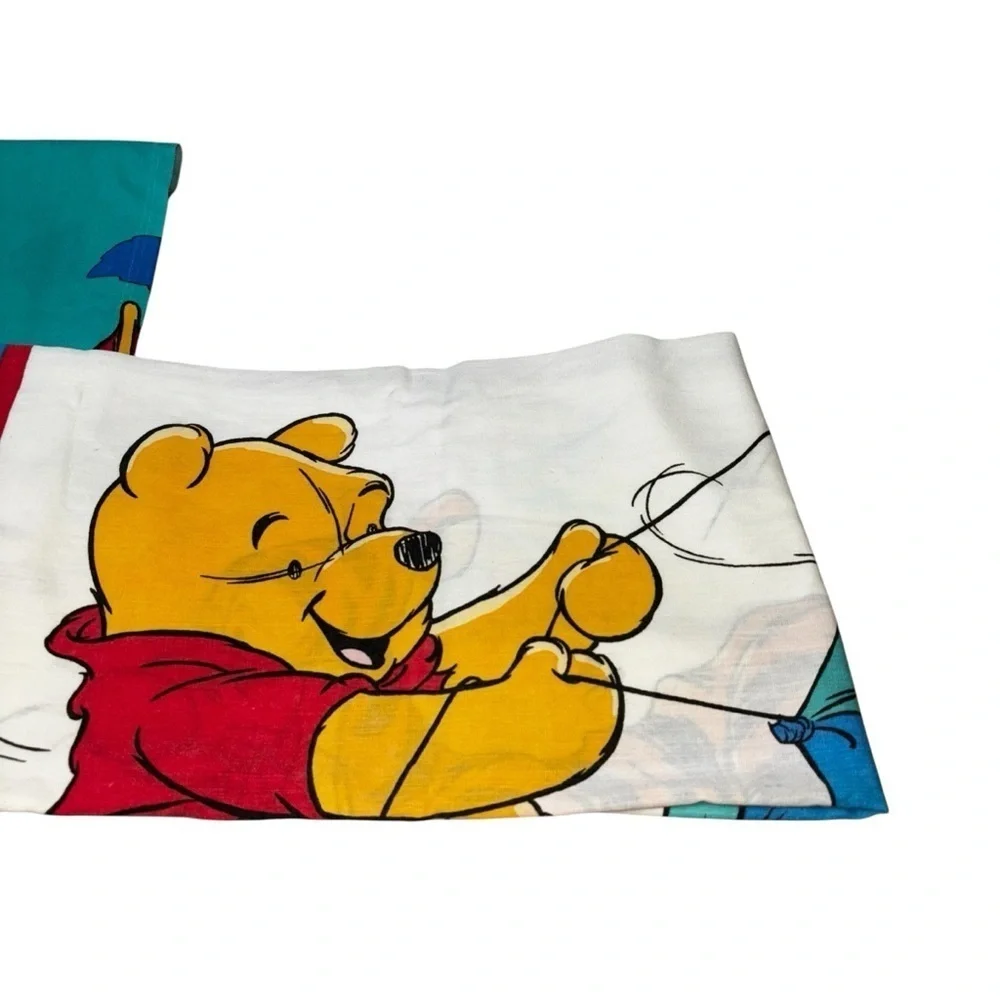 Disney Vintage 1980's Winnie the Pooh Twin Sheets Flat Sheet Fitted Sheet Pillow
